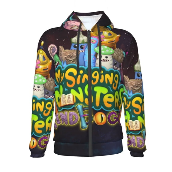 My Singing Monsters Teens Sweatshirts Novelty Print Zip Up Hoodie Jacket Long Sleeve Hooded Sweatshirt Hoody Coat With Pocket Small