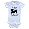 thumbnail image 1 of My Sister Is A Dachshund Cute Dog Baby Bodysuit - Doxen One Piece Baby Bodysuit, 3-6 Months White, 1 of 2