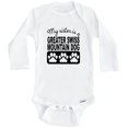 thumbnail image 1 of My Sister Is A Greater Swiss Mountain Dog One Piece Baby Bodysuit One Piece Baby Bodysuit (Long Sleeve), 3-6 Months White, 1 of 1