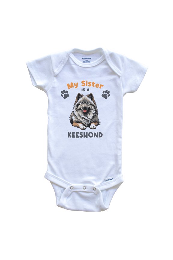 My Sister is a Keeshond Cute Dog Breed Baby Bodysuit, 3-6 months white