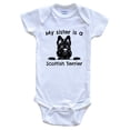 thumbnail image 1 of My Sister is a Scottish Terrier Cute Dog Breed Baby Bodysuit, 6-9 months white, 1 of 4