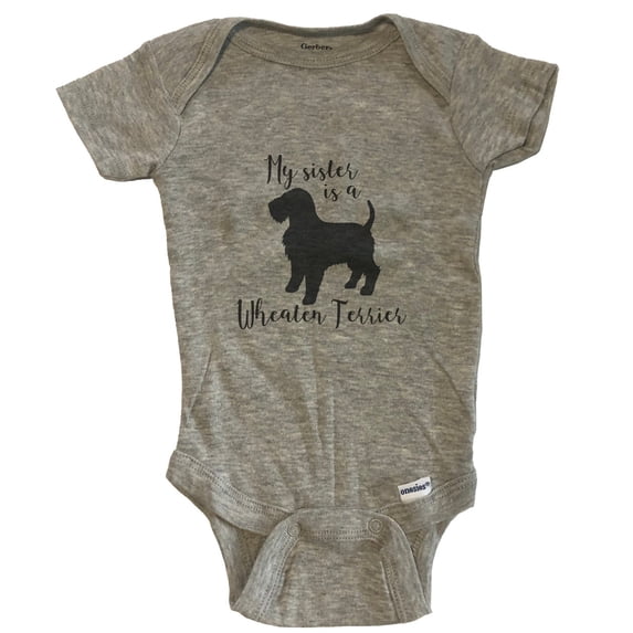 My Sister Is A Wheaten Terrier Cute Dog Baby Bodysuit - Wheaten Terrier One Piece Baby Bodysuit - Grey