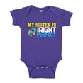 thumbnail image 1 of My Sister Is Down Right Perfect Baby Bodysuit One Piece NB Purple, 1 of 3
