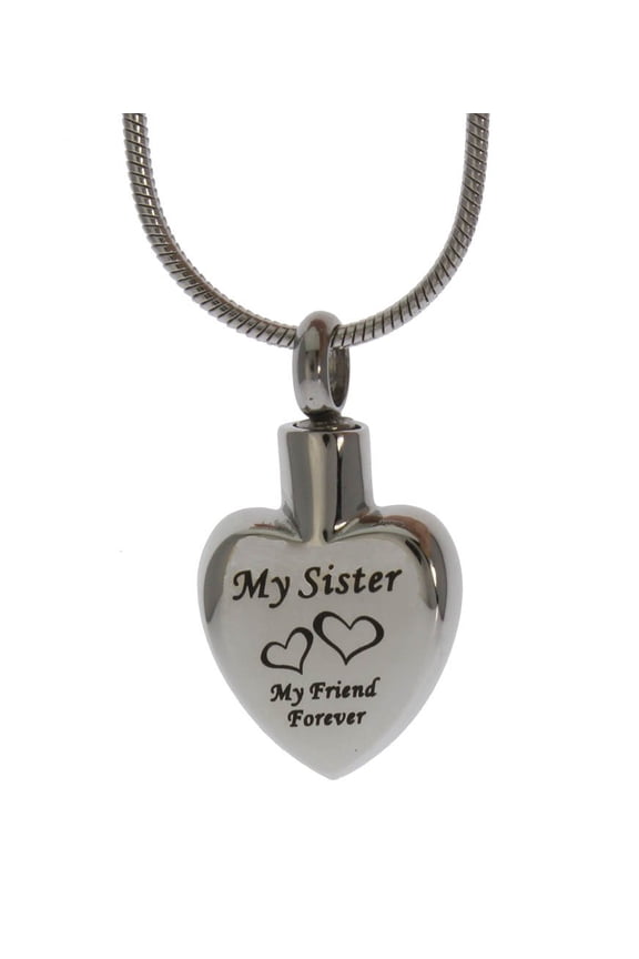 My Sister My Freind Memorial Ash Urn Locket Necklace Stainless Steel
