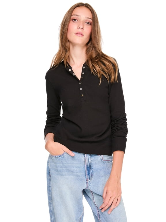 Girls & Teens Long Sleeve Hooded Snap Henley Tee - Size: S-XXL