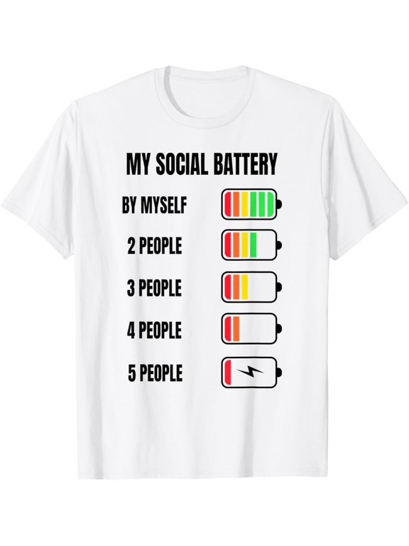 My Social Battery Low Energy Anti-Social Introvert T-ShirtMen and women, Black T-shirt, size: Extra large S-4XL