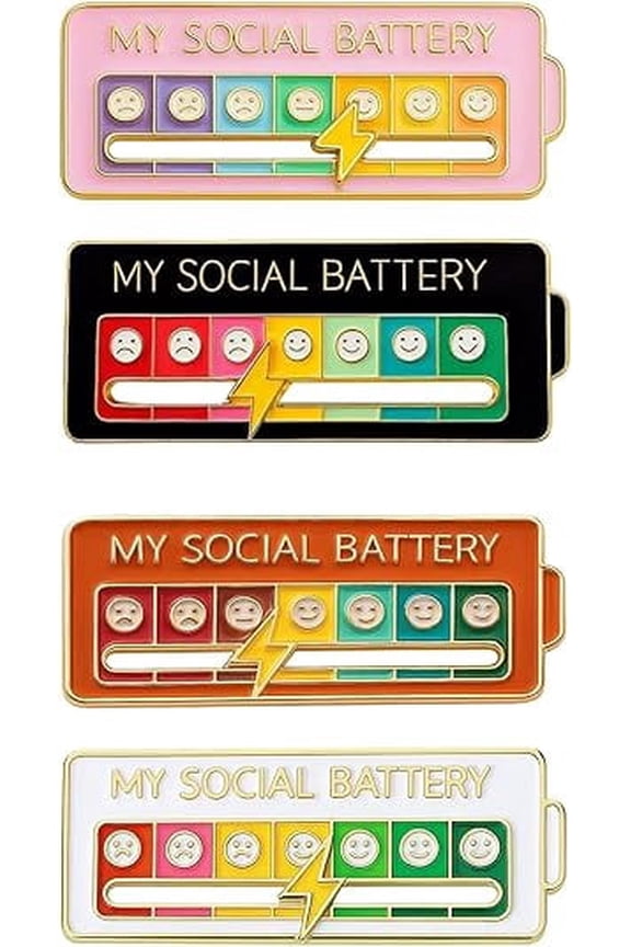 My Social Battery Slider Pin  7-Day Mood Indicator, Interactive Enamel Brooch Pin for Backpacks, Bags, Hats & Clothing  Fun Gift for Introverts