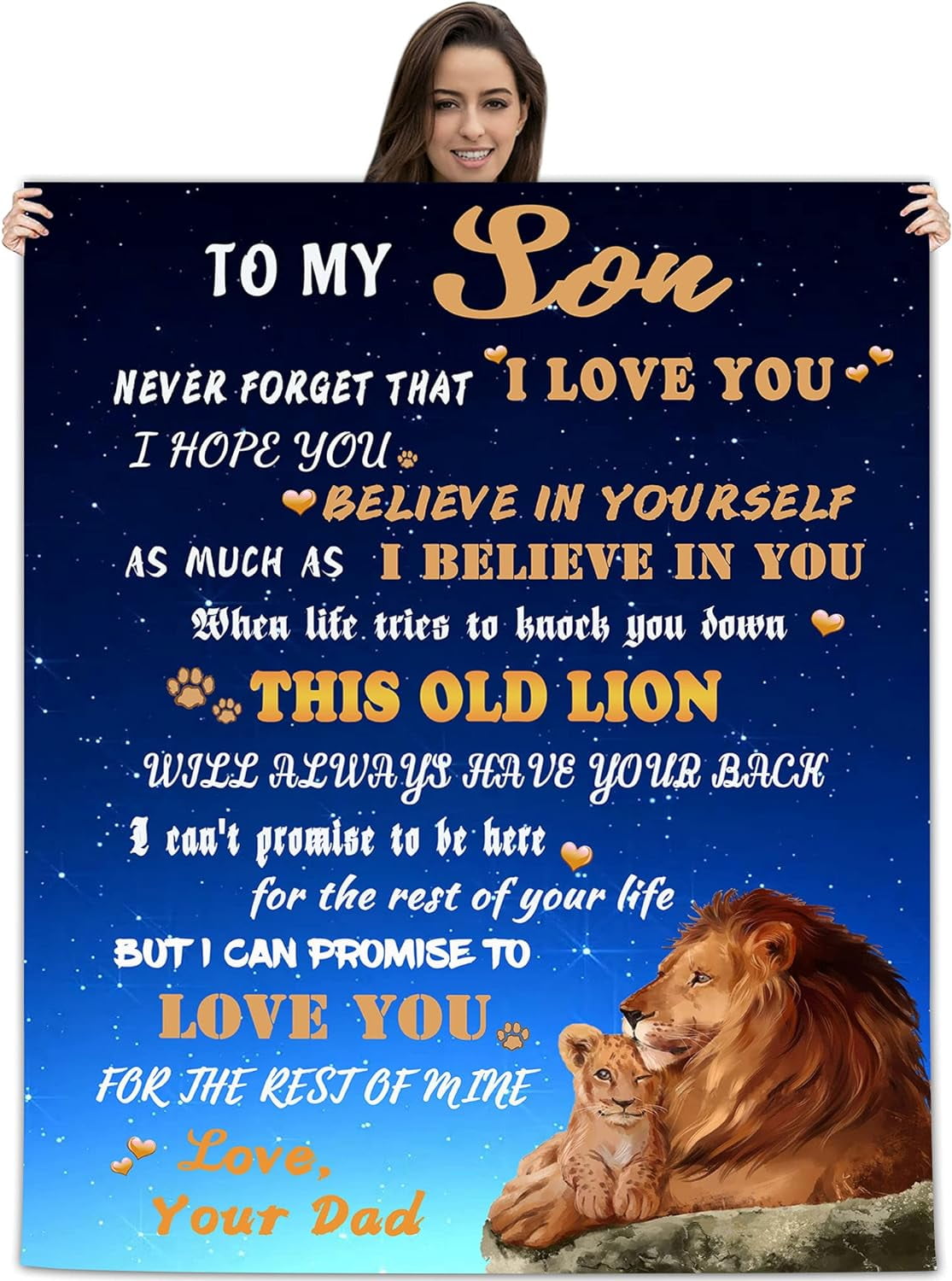 to My Son Blanket from Dad Love Letter Lion Son Gifts Soft Cozy