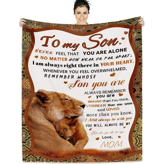 to My Son Blanket from Mom Gifts for Son from Mom Personalized Throw Blankets Best Son Ever Gifts Birthday Graduation with Positive Encourage Fits Couch Sofa Bedroom Living Room
