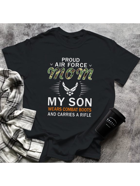 My Son Wear Combat Boots-Proud Air Force Mom Camouflage Army (1), Small, Black