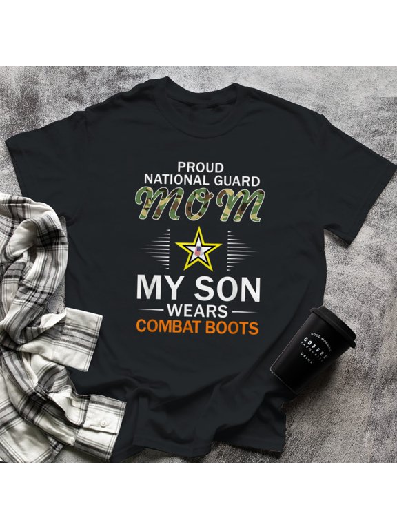 My Son Wears Combat Boots-Proud National Guard Mom Army (9), Small, Black