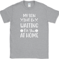 thumbnail image 1 of My Son Will Be Waiting For You At Home T-Shirt Funny Baseball Catcher Tee - Heather Grey, S, 1 of 1