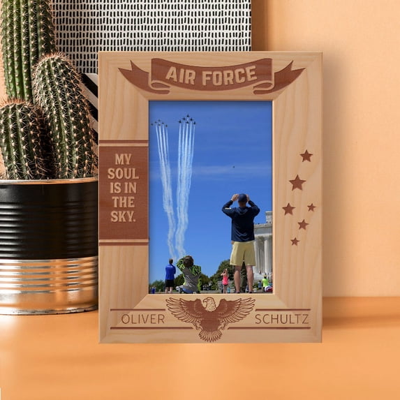 My Soul Is In The Sky Personalized Wooden Frame 4" x 6" Brown (Vertical)