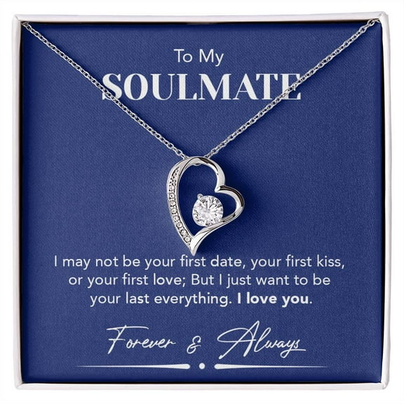 My Soulmate, Forever & Always - Forever Love Necklace - White Gold or Yellow Gold - Gift Box