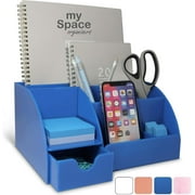 My Space Organizers 9-Compartment Desktop Organizer & Pencil Holder with Accessories, Blue