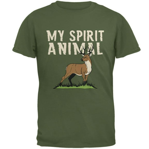 My Spirit Animal Deer Military Green Adult T-Shirt - Medium