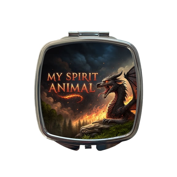 My Spirit Animal Fierce Dragon Funny Travel Makeup Handbag Purse Small Pocket Compact Mirror