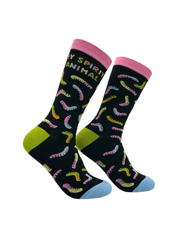 My Spirit Animal Gummy Worm Socks Funny Sarcastic Candy Graphic Novelty Footwear for Ladies