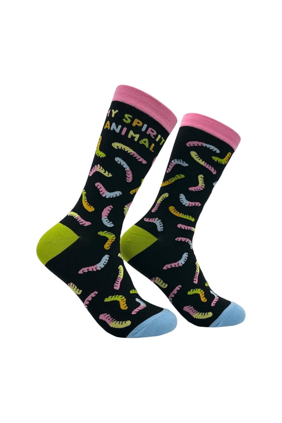 My Spirit Animal Gummy Worm Socks Funny Sarcastic Candy Graphic Novelty Footwear for Ladies