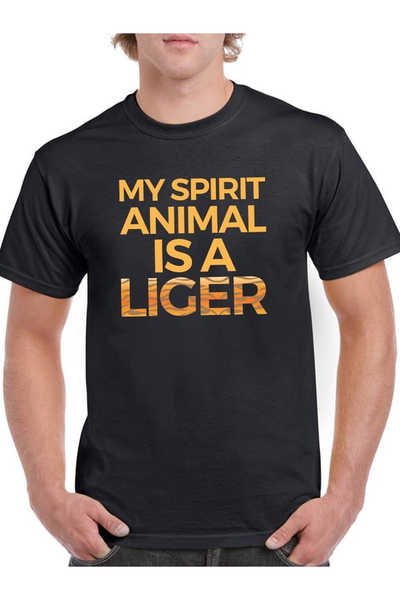 My Spirit Animal Is A Liger Fashion Style Men Black Funny T-Shirt, Male Large