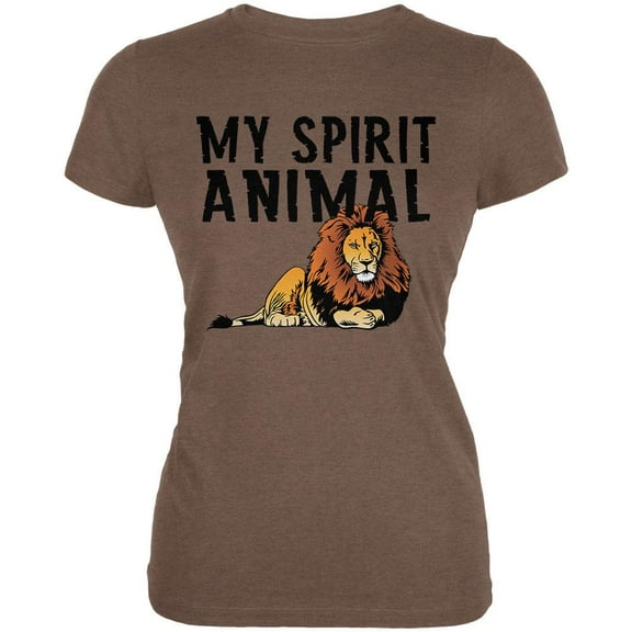 My Spirit Animal Lion Heather Brown Juniors Soft T-Shirt - Small