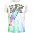 thumbnail image 1 of My Spirit Animal Narwhal Unicorn Of The Sea Pastel All Over Mens T Shirt, 1 of 2
