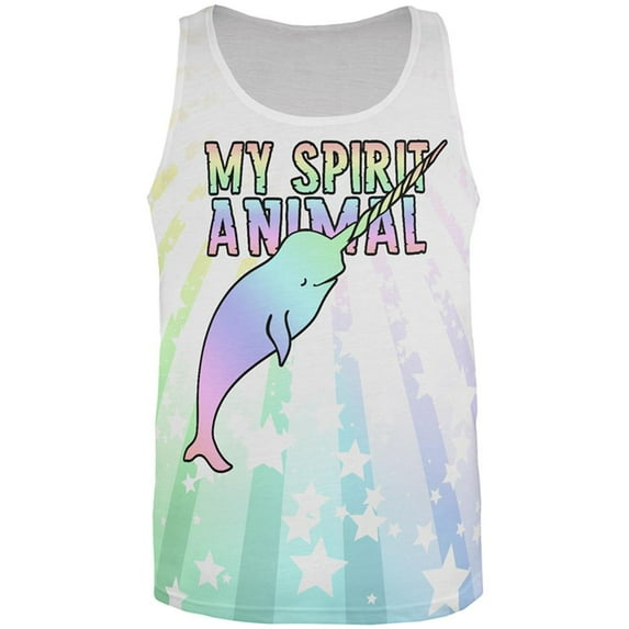 My Spirit Animal Narwhal Unicorn Of The Sea Pastel All Over Mens Tank Top Multi 3X-LG