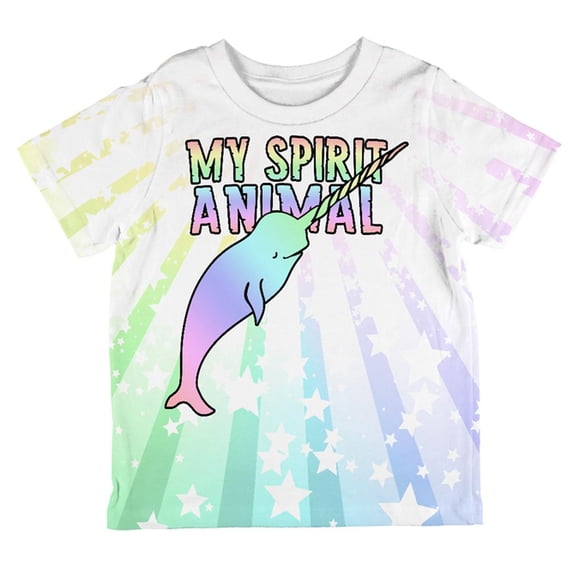 My Spirit Animal Narwhal Unicorn Of The Sea Pastel All Over Toddler T Shirt Multi 6T