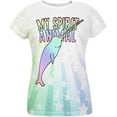 thumbnail image 1 of My Spirit Animal Narwhal Unicorn Of The Sea Pastel All Over Womens T Shirt Multi MD, 1 of 2