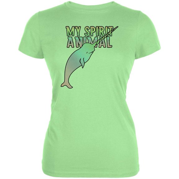 My Spirit Animal Narwhal Unicorn Of The Sea Pastel Juniors Soft T Shirt Mint X-LG