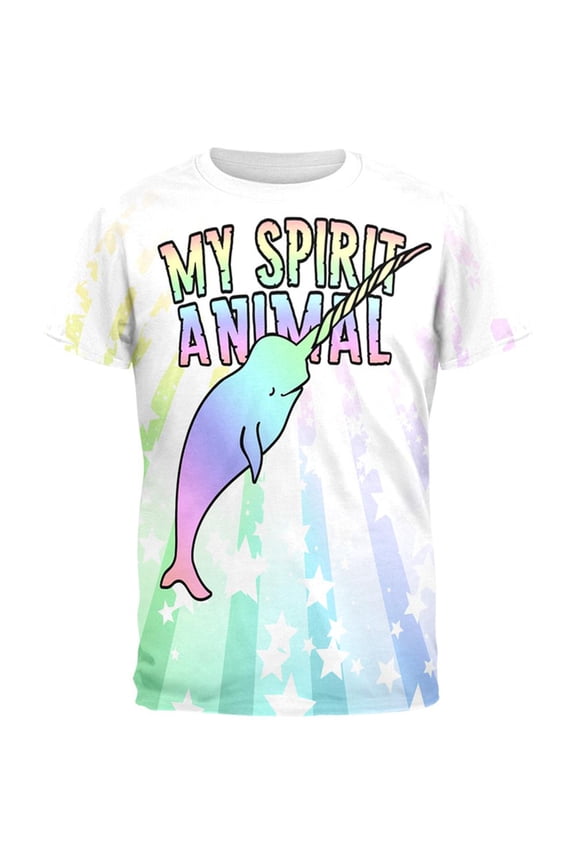 My Spirit Animal Narwhal Unicorn Of The Sea Pastel Mens Raglan T Shirt