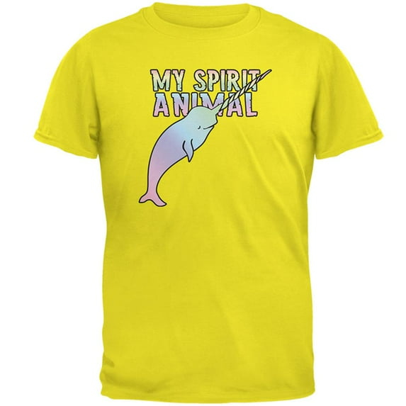 My Spirit Animal Narwhal Unicorn Of The Sea Pastel Mens T Shirt Bright Yellow 2XL
