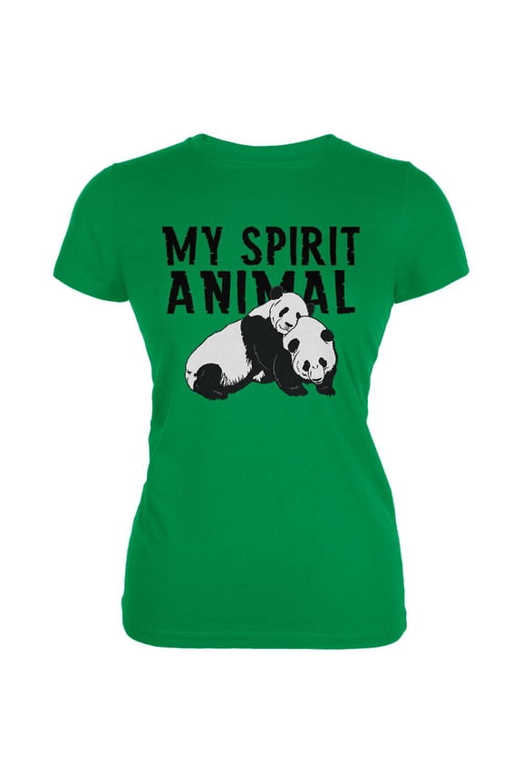 My Spirit Animal Panda Irish Green Juniors Soft T-Shirt - Small