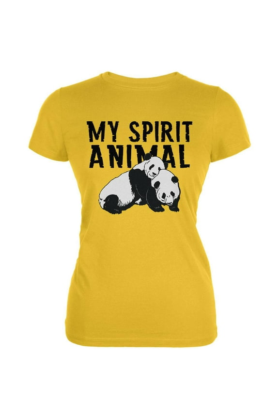 My Spirit Animal Panda Yellow Juniors Soft T-Shirt - Medium