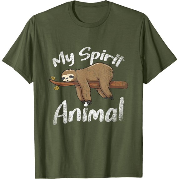 My Spirit Animal Sloth Unisex T-Shirt for Men Women Kids Toddler,Military Green Color,Size M