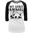 thumbnail image 1 of My Spirit Animal Tired Panda Cute Juniors 3/4 Sleeve Raglan T Shirt, 1 of 1