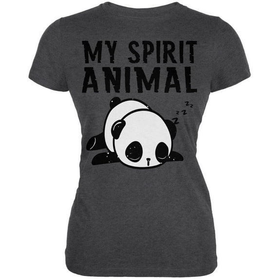 My Spirit Animal Tired Panda Cute Juniors Soft T Shirt Deep Heather MD