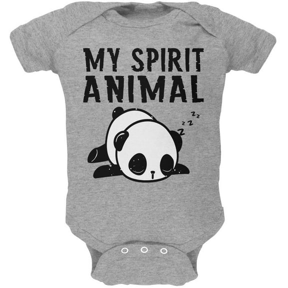 My Spirit Animal Tired Panda Cute Soft Baby One Piece Heather 3-6 M