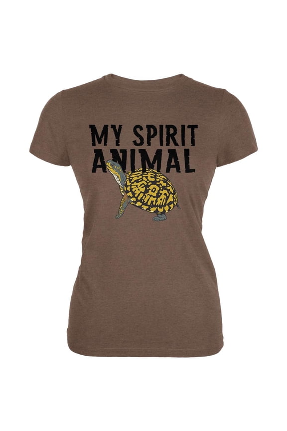 My Spirit Animal Turtle Heather Brown Juniors Soft T-Shirt - Small