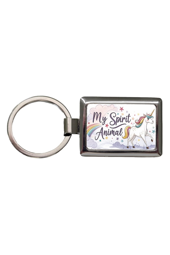 My Spirit Animal Unicorn Funny Fantasy Metal Rectangle Keychain