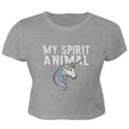 thumbnail image 1 of My Spirit Animal Unicorn Juniors Crop Top T-Shirt Heather LG, 1 of 1