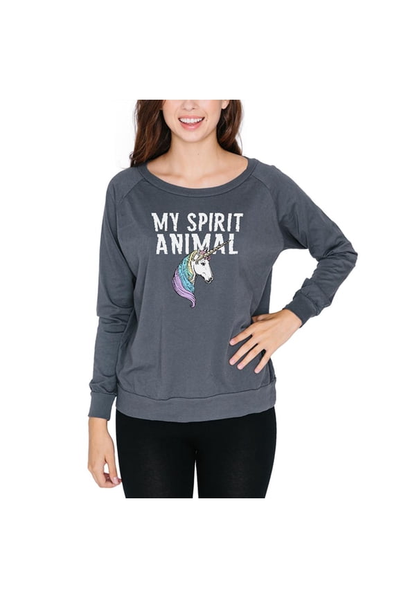My Spirit Animal Unicorn Juniors Long Sleeve Slouch Top