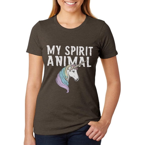 My Spirit Animal Unicorn Juniors Soft Heather T Shirt Heather Brown MD