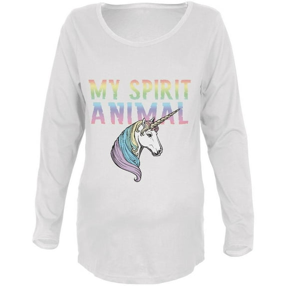 My Spirit Animal Unicorn Maternity Soft Long Sleeve T Shirt White SM