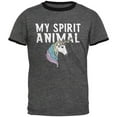 thumbnail image 1 of My Spirit Animal Unicorn Mens Ringer T Shirt Dark Heather-Black MD, 1 of 1