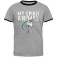 thumbnail image 1 of My Spirit Animal Unicorn Mens Ringer T Shirt Heather-Black MD, 1 of 1