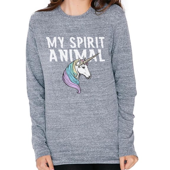 My Spirit Animal Unicorn Mens Soft Long Sleeve T Shirt Heather X-LG