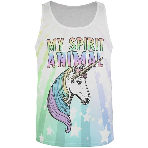 My Spirit Animal Unicorn Pastel Rainbow All Over Mens Tank Top Multi MD