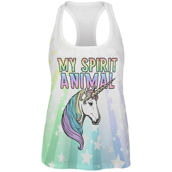 My Spirit Animal Unicorn Pastel Rainbow All Over Womens Work Out Tank Top Multi SM