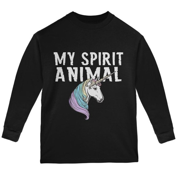 My Spirit Animal Unicorn Youth Long Sleeve T Shirt Black YLG